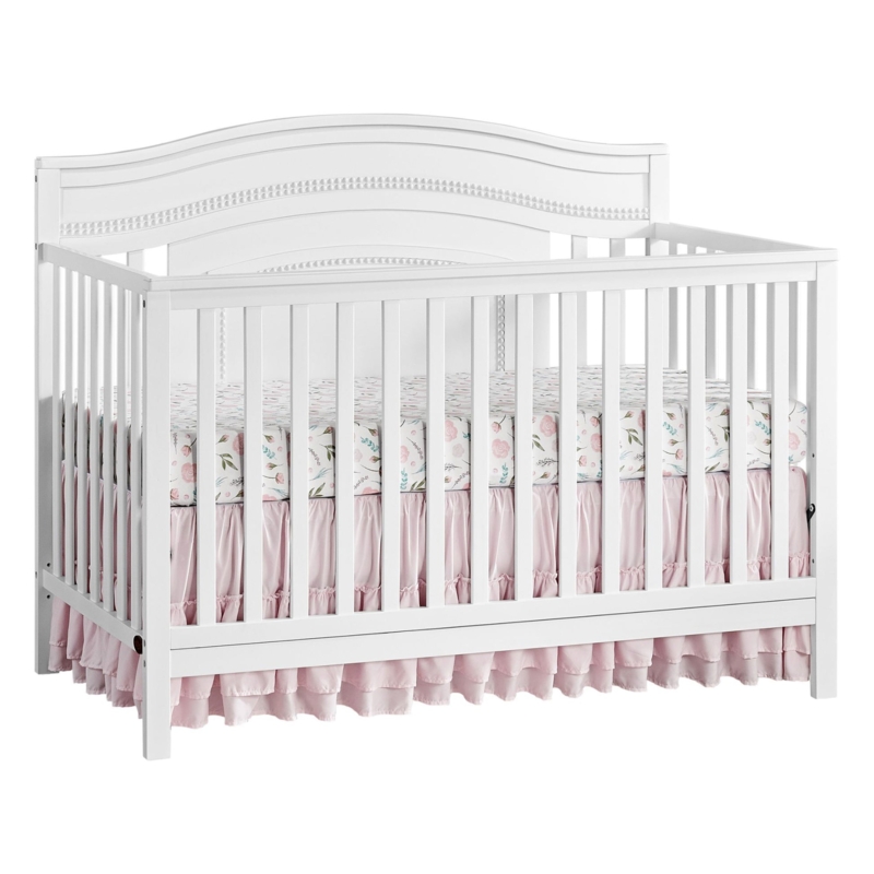 Crib Dark Espresso Arched Headboard Traditional Solid Back Panel