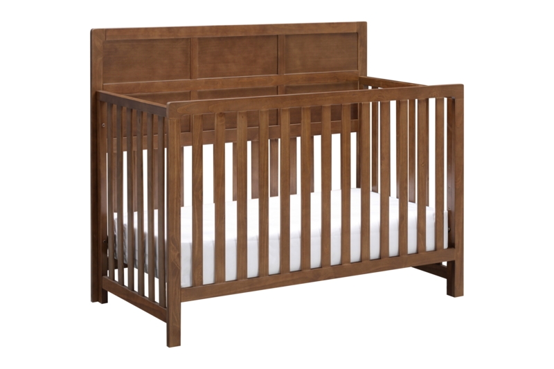 Crib Dark Walnut Solid Back Panel Transitional Style Slats