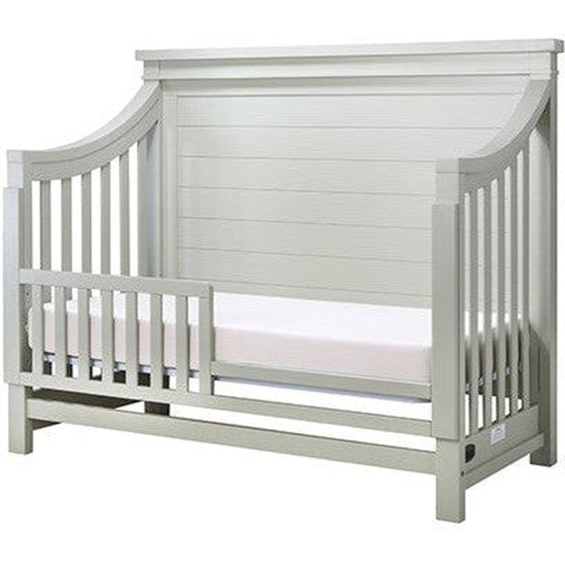 Crib Flat Top Rail Warm Wood Finish Transitional Slats
