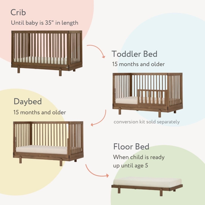 Crib Tapered Angled Legs Walnut Finish Mid Century Modern