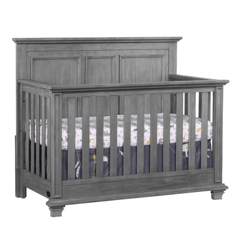 Crib Weathered Gray Solid Back Panel Rustic Transitional Style