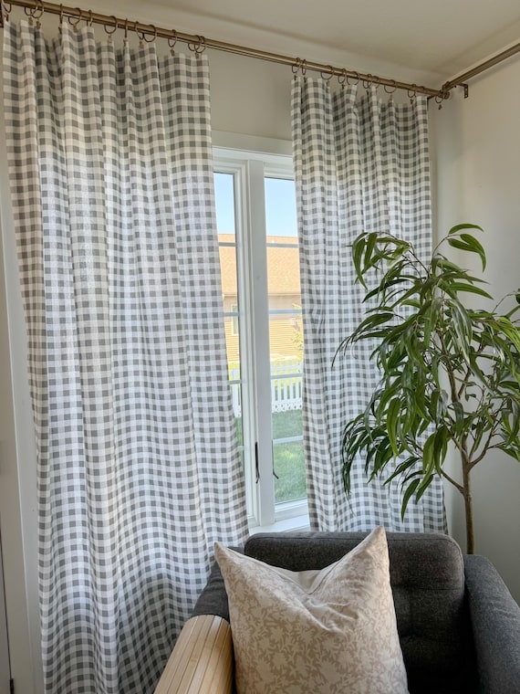 Curtain Pair Gray White Buffalo Check Modern Farmhouse