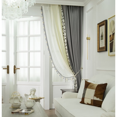 Curtain Pair with Grommet Top Floor Length Ivory Fabric