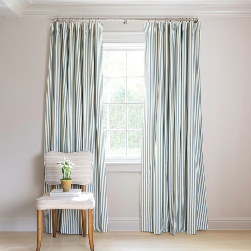Curtain Panel Botanical Print Navy Woven Traditional