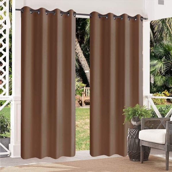 Curtain Panel Coffee Brown Outdoor Blackout Grommet Top