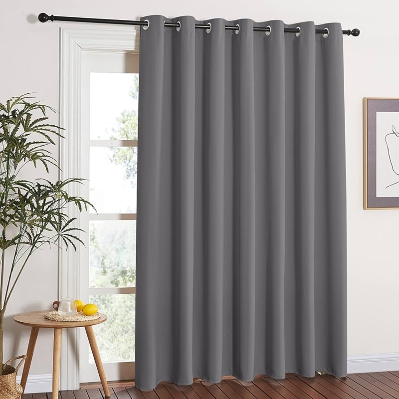 Curtain Panel Grey Wide Width Grommet Drapes Blackout