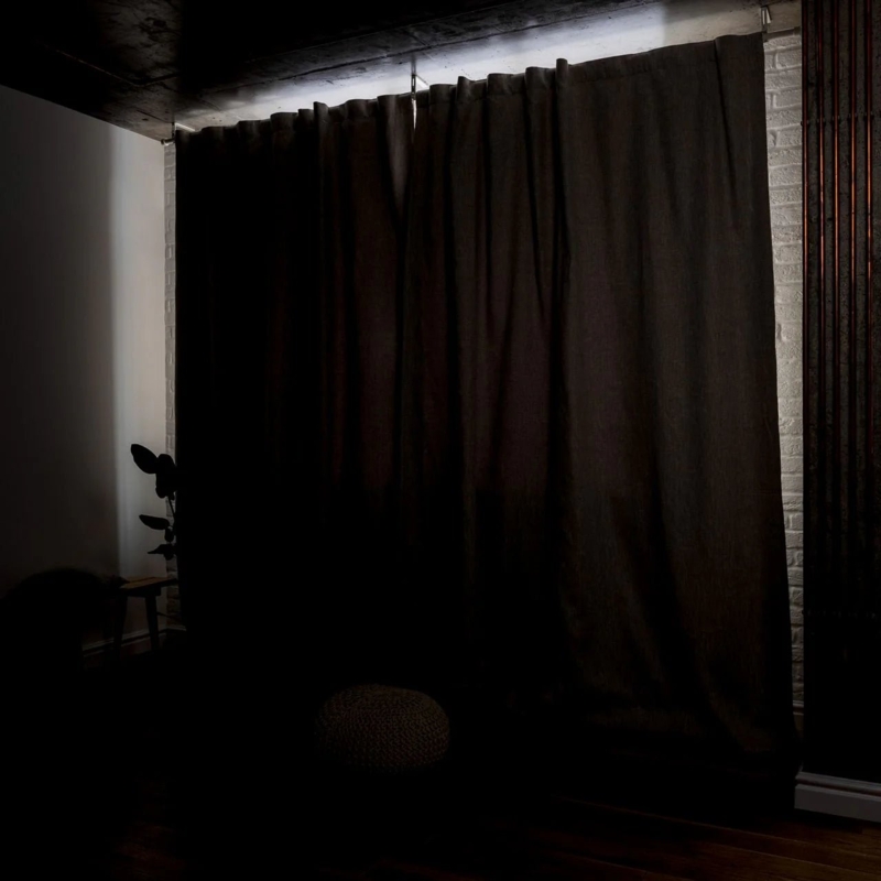 Curtain Panel Linen Texture Grommet Blackout Eyelet Drapes