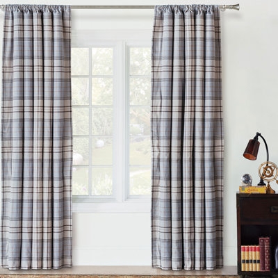 Curtain Panel: Navy Blue Grommet Top, Woven Texture Heavyweight