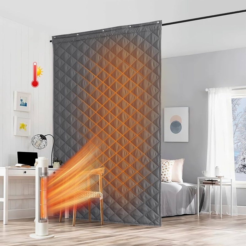 Curtain Panel Thermal Insulated Doorway Divider Charcoal Grey