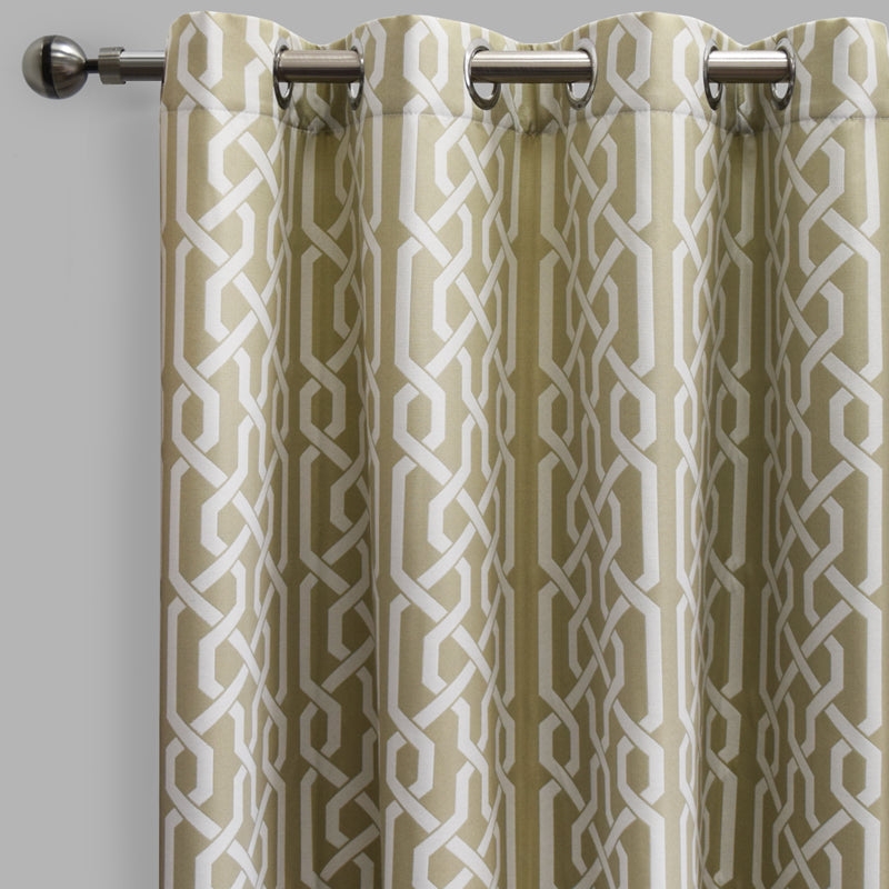 Curtain Panels, Ivory Raised Geometric Pattern, Tonal Texture, Grommet Drapes