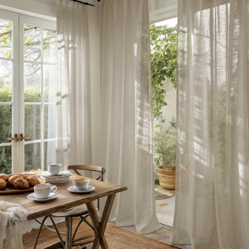 Curtain Panels Semi Sheer Linen Look Black Grommet Bedroom Idea