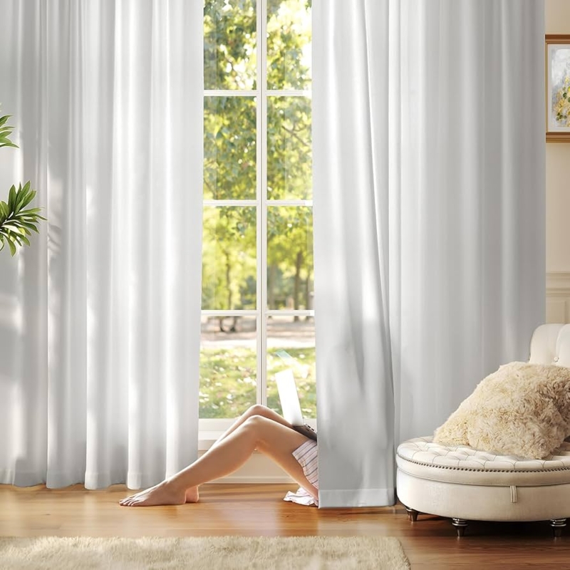 Curtain Panels Semi Sheer Privacy Short Rod Pocket Airy