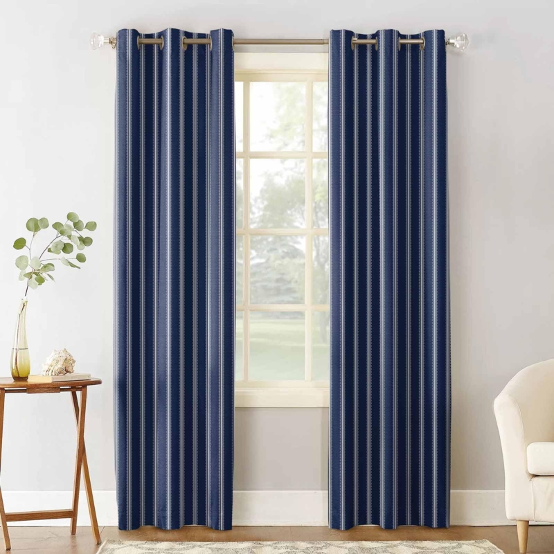 Curtain Panels Thermal Insulated Bold Vertical Stripes Grommet