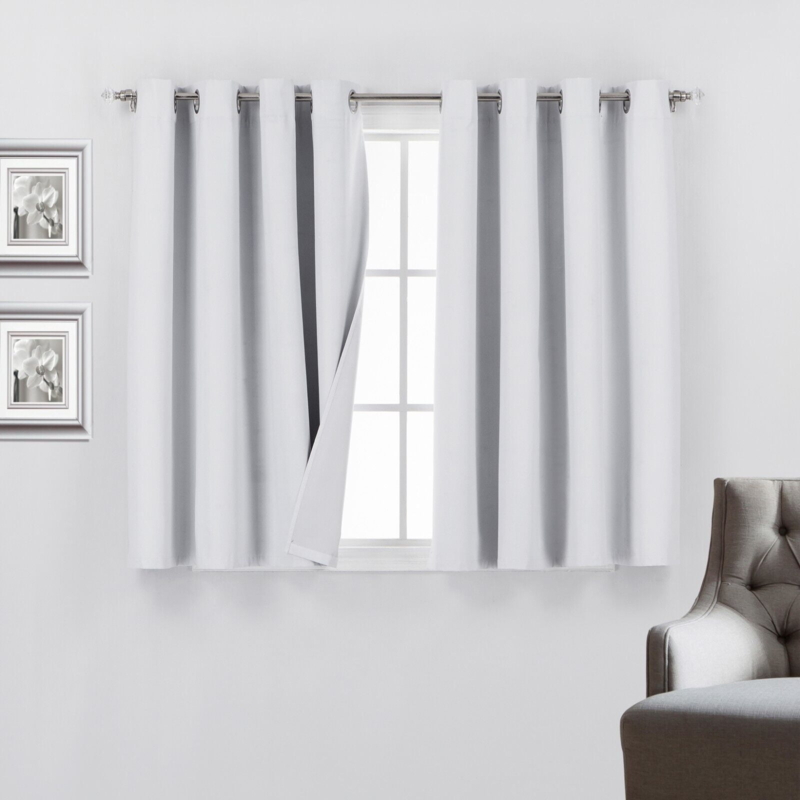 Curtain Panels White 45 Inch Length Grommet Blackout Lining