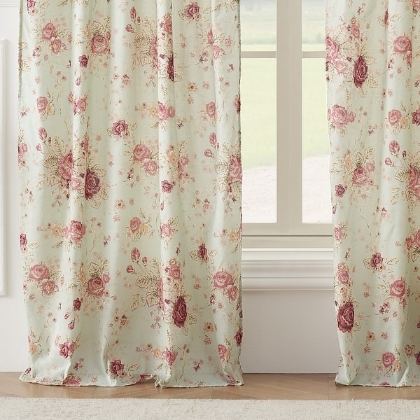 Curtain Panels with Antique Rose Motif Quilted Texture Floral
