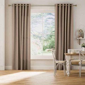 Curtains Beige Horizontal Slub Texture Floor Length Modern