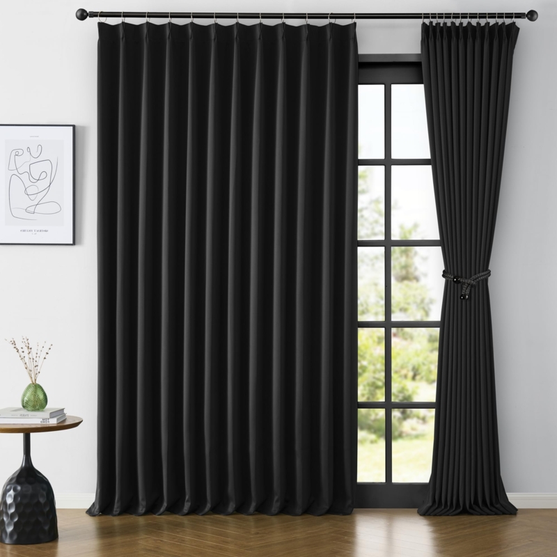 Curtains Black Pinch Pleat Header Extra Long 144 Inch Length