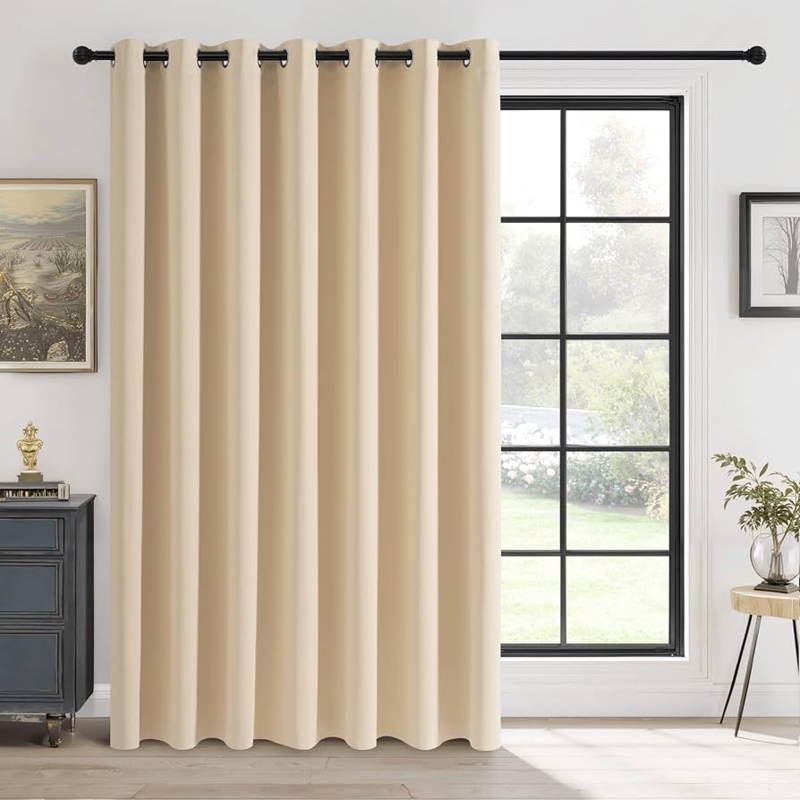 Curtains Blackout Grommet Top Extra Wide Beige Sliding Doors