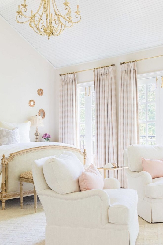 Curtains Blush Pink Buffalo Check Linen Look Cottagecore Ring Top