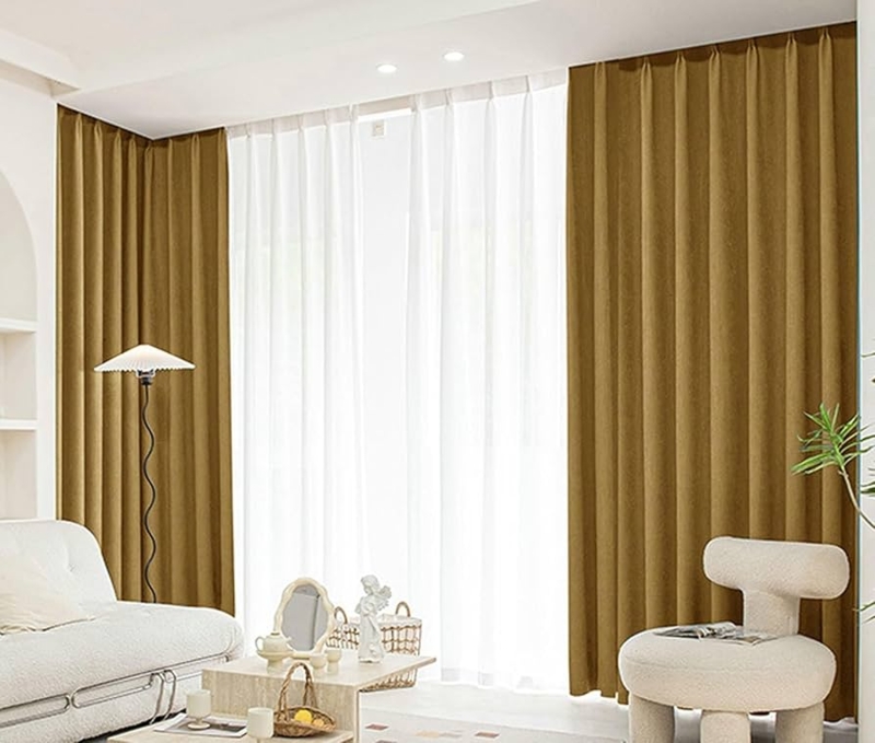 Curtains Brown Blackout Bedroom Floor Length Drapes