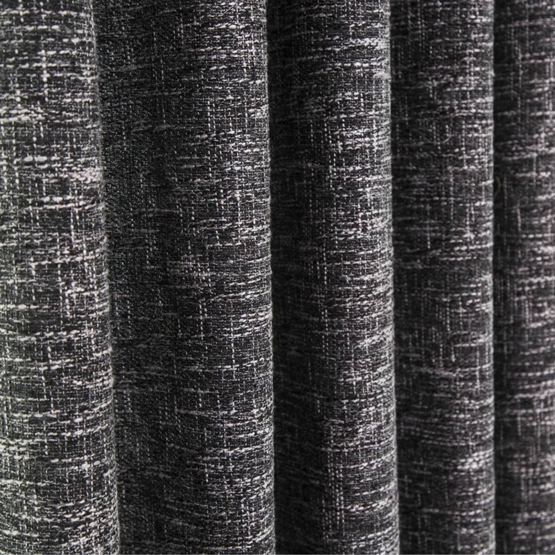 Curtains Charcoal Grainy Texture Unlined Ring Top Matte Finish