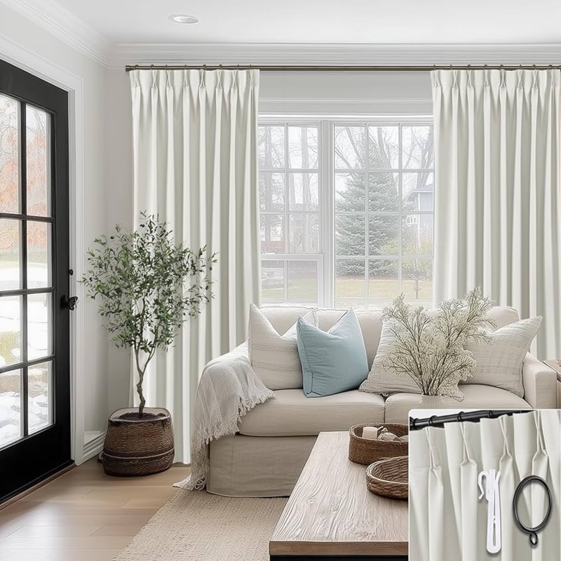Curtains Drapery Matte Cream Tone Heavyweight Pinch Pleat Idea