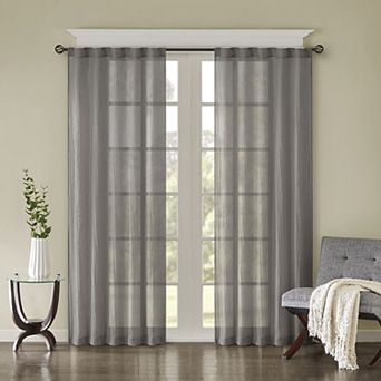 Curtains: Grey Back-Tab Panels, Slub Texture Silver Minimalist Style