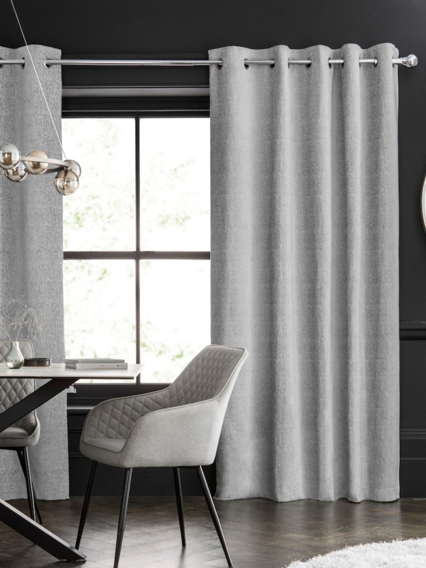 Curtains Heavyweight Chenille Eyelet Top Blackout Shimmering Drapes