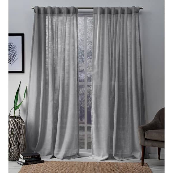 Curtains Hidden Tab Top Slub Texture Semi Sheer Drapes