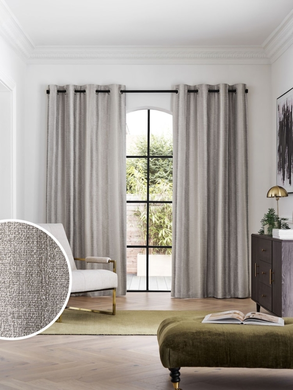 Curtains Horizontal Metallic Stripes Eyelet Header Shimmer Drapes