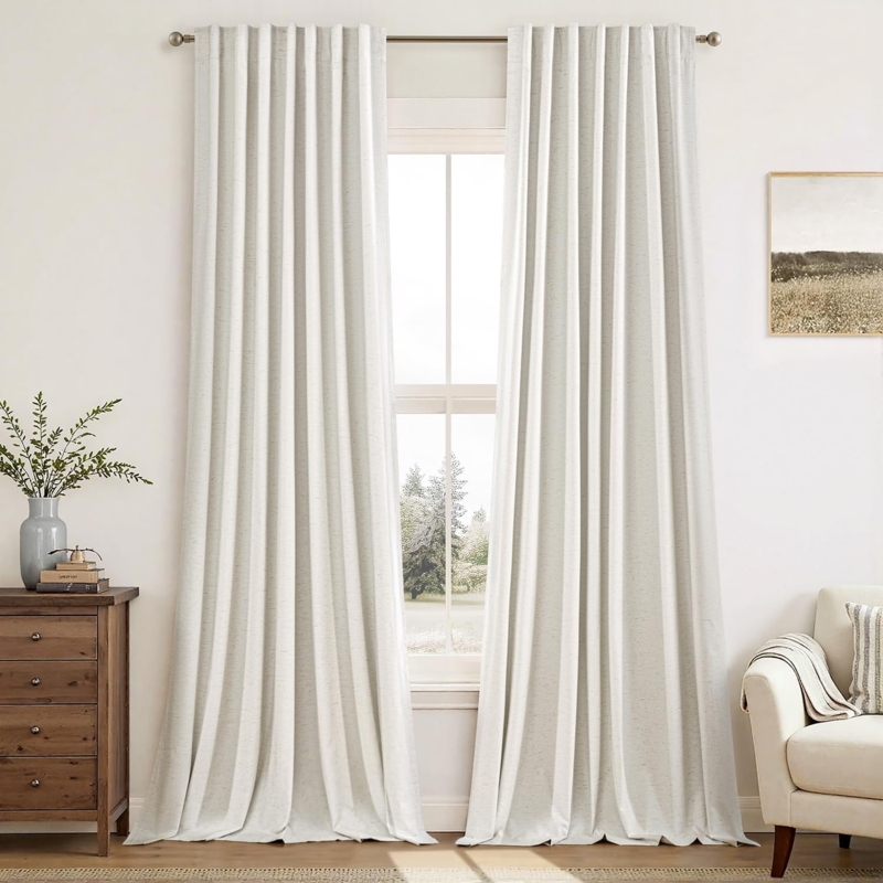 Curtains Ivory Thermal Insulated Pinch Pleat Linen Like Serene