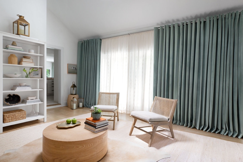 Curtains Layered Design Navy Blue, Layered Window Treatment Ideas.