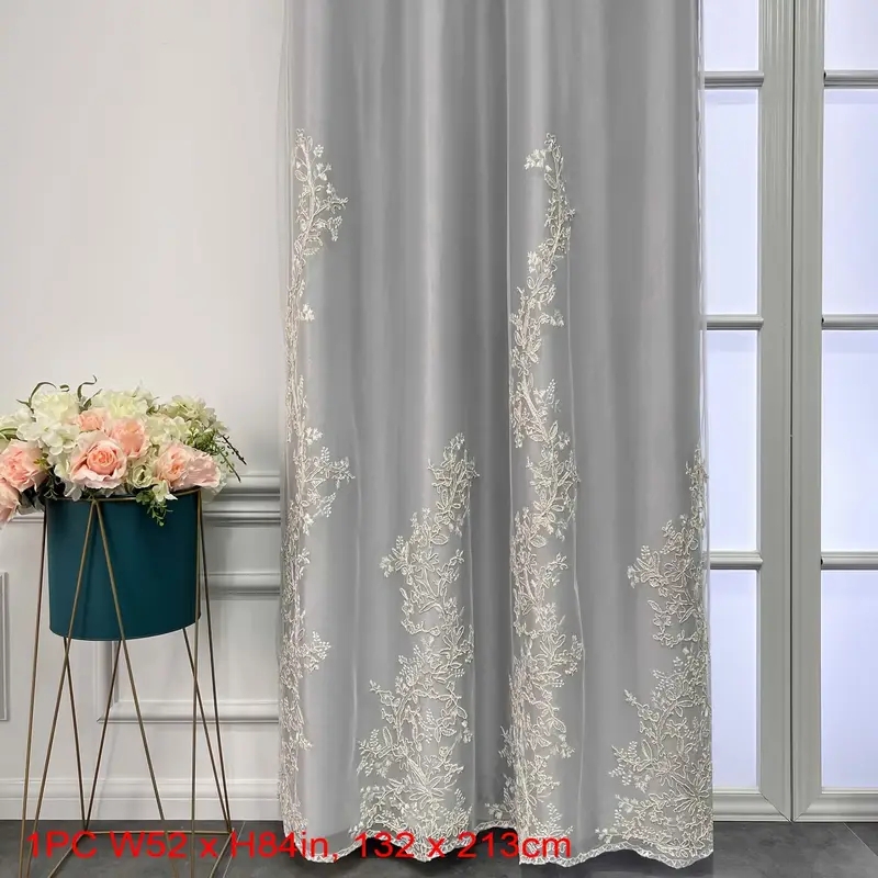 Curtains Light Blue Romantic Lace Trim Window Drapes Double Layer