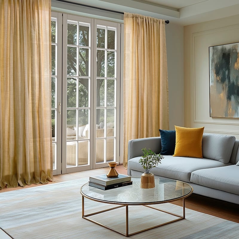 Curtains Linen Weave Grommet Top Rustic Light Filtering Farmhouse Idea