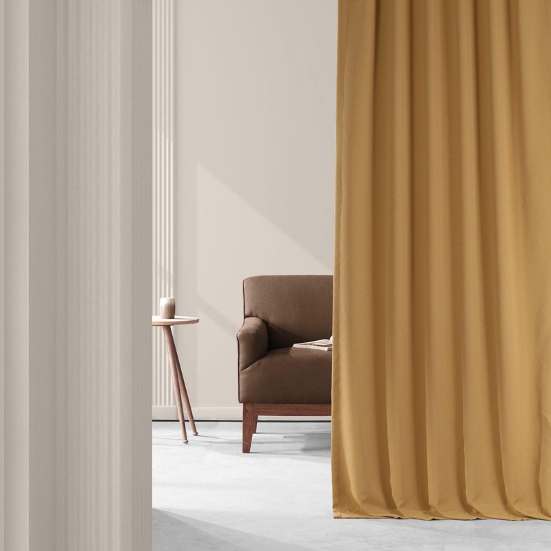 Curtains Mustard Gold Blackout Woven Performance Texture Ring Top