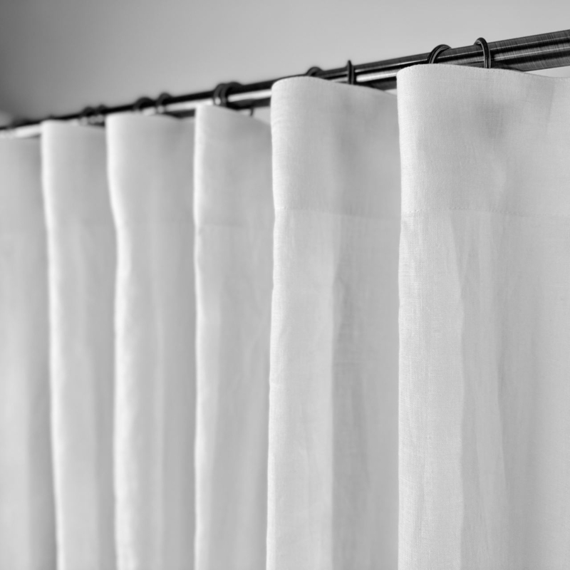 Curtains Off White Slubbed Linen Texture Back Tab Header Minimalist