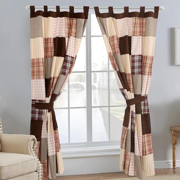 Curtains Patchwork Plaid Stripe Rod Pocket Tie Backs Rustic