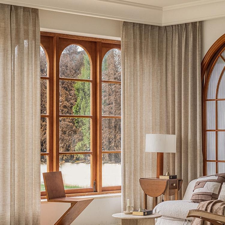 Curtains Pinch Pleat Off White Heavy Linen Texture Living Room Drapes