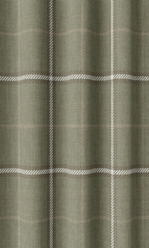 Curtains Pinch Pleats Olive Green Windowpane Check Modern Farmhouse