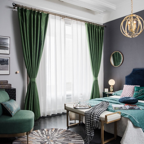 Curtains Rippled Wave Texture Olive Green Heavyweight Blackout Drapes