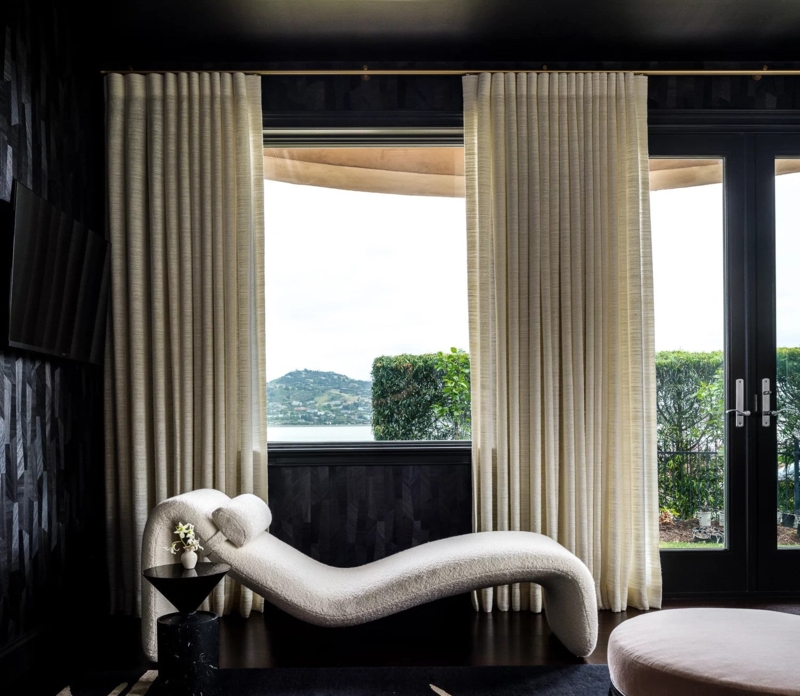 Curtains Sheer Cream Slub Texture Recessed Track Mounting Idea