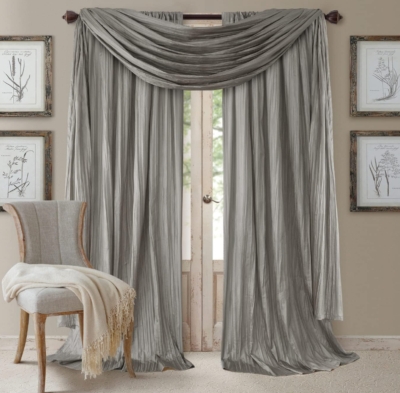 Curtains Shimmering Faux Silk Scarf Valance Rod Pocket Drapes