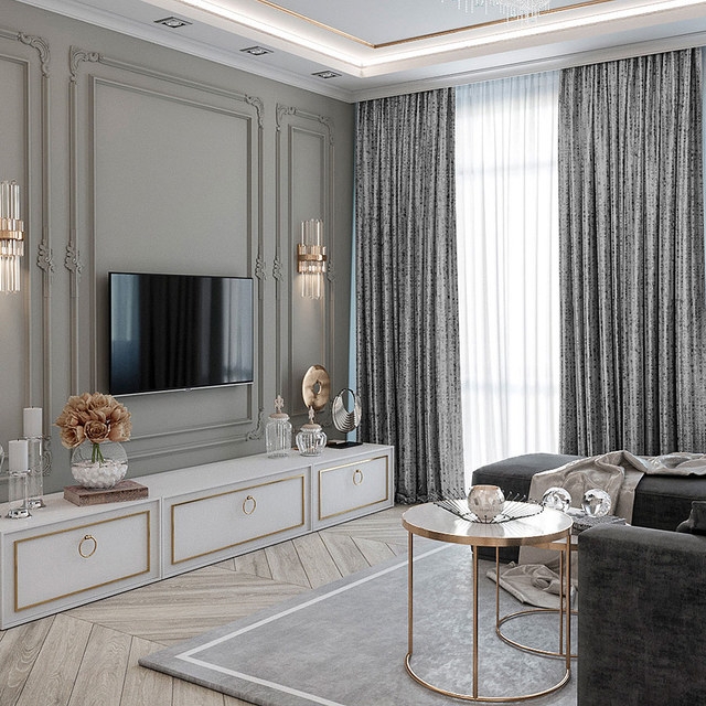 Curtains Shimmering Vertical Stripes Woven Silver Gray Drapes