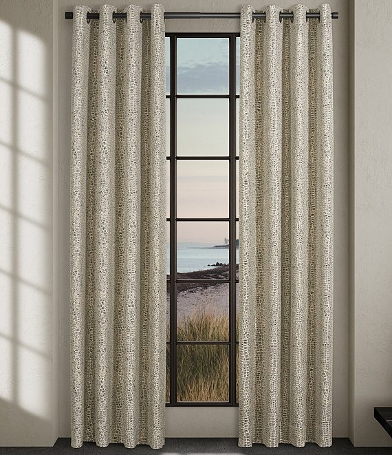 Curtains Silver Grey Metallic Sheen Grommet Top Texture