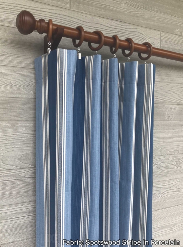Curtains Slate Blue Ticking Stripe Rod Pocket Transitional