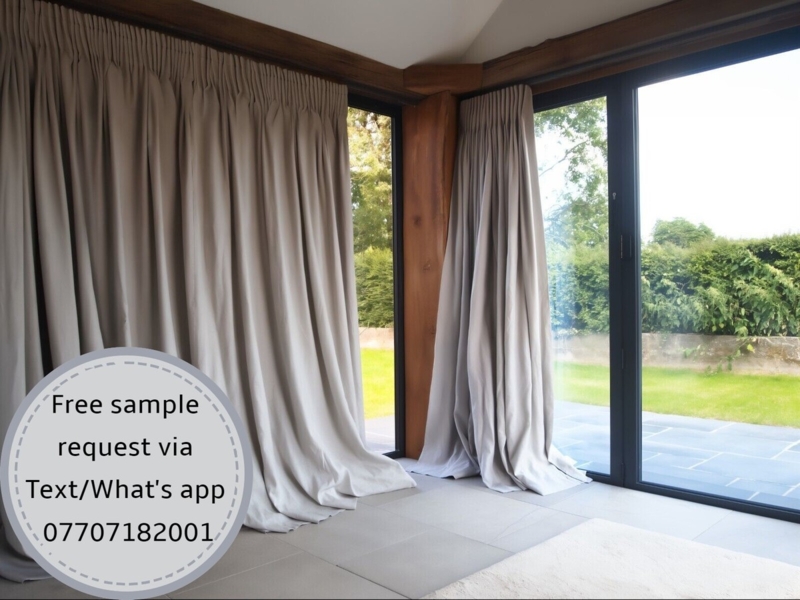 Curtains Slate Grey Linen Texture Eyelet Heading Heavy Weight Blackout