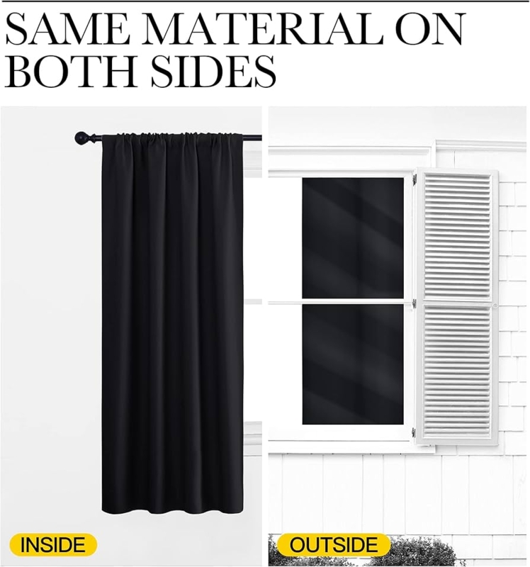 Curtains Solid Blackout Rod Pocket Thermal Insulated Matte Panels