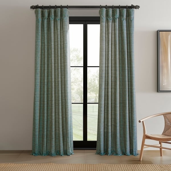 Curtains Textured Oatmeal Raw Linen Weave Light Filtering Panels