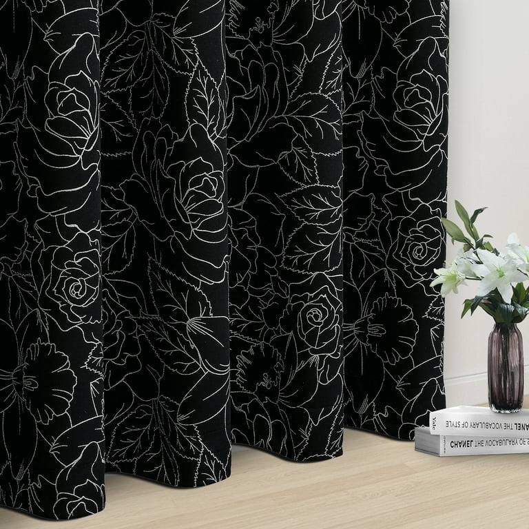 Curtains Traditional Botanical Blackout Thermal Back Tab Header