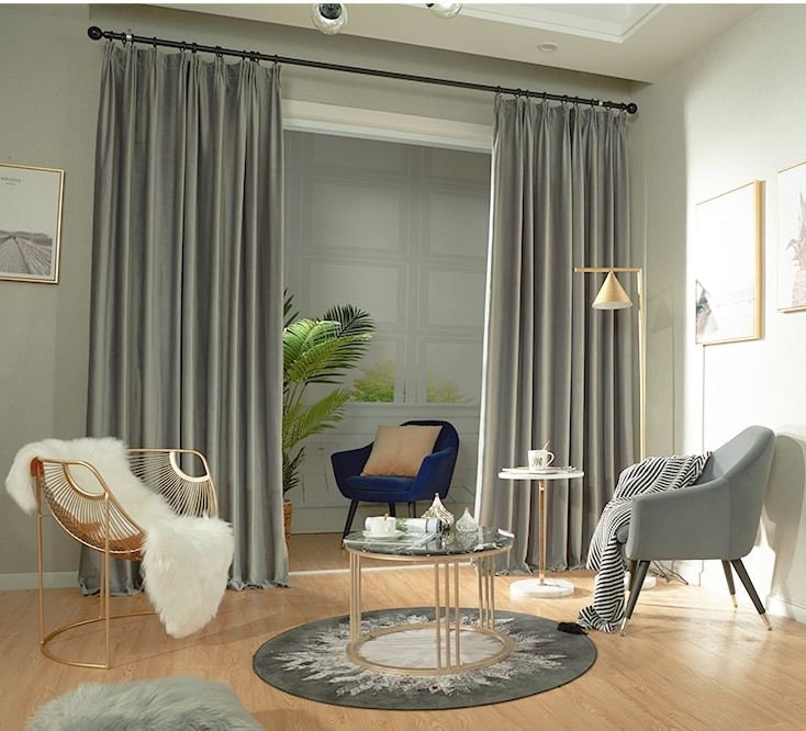 Curtains Velvet Texture Subtle Sheen Floor Length Pleated Drapes